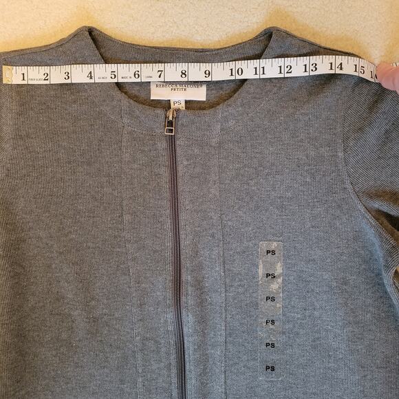 NWT Rebecca Malone Size PS Gray Long Sleeve Zip Cardigan Knit Sweater Pockets - Picture 9 of 16